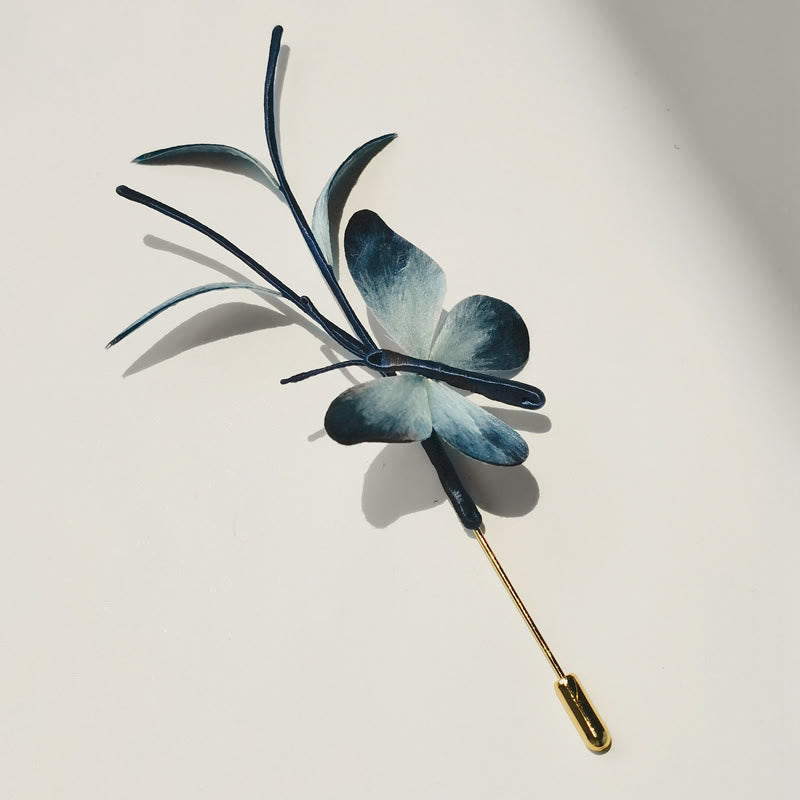 Broche & Pic à Cheveux Papillon Soie de Mûrier