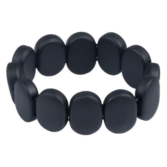 Bracelet en Pierre de Bian Noire Naturelle (19 cm)