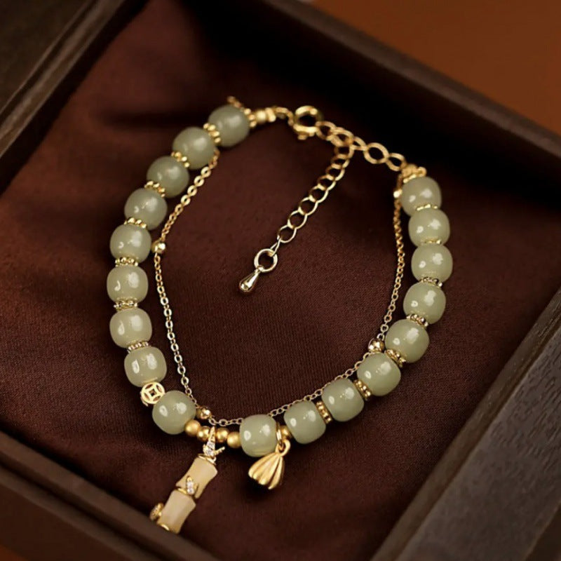 Bracelet Lotus en Jade Hetian & Bambou