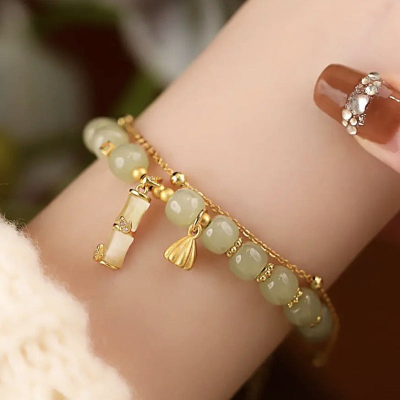 Bracelet Lotus en Jade Hetian & Bambou