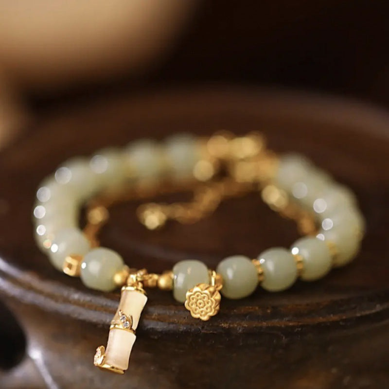 Bracelet Lotus en Jade Hetian & Bambou
