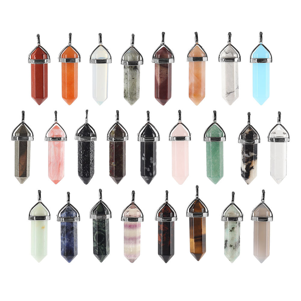Pendentif Chakra Hexagonal en Pierre Naturelle (38 mm)