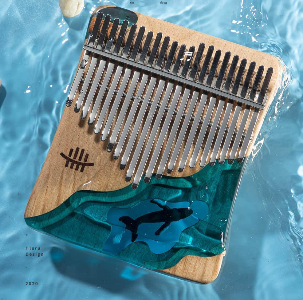 Kalimba 17 et 21 touches « Ocean » – Instrument à pouce en bois, format complet