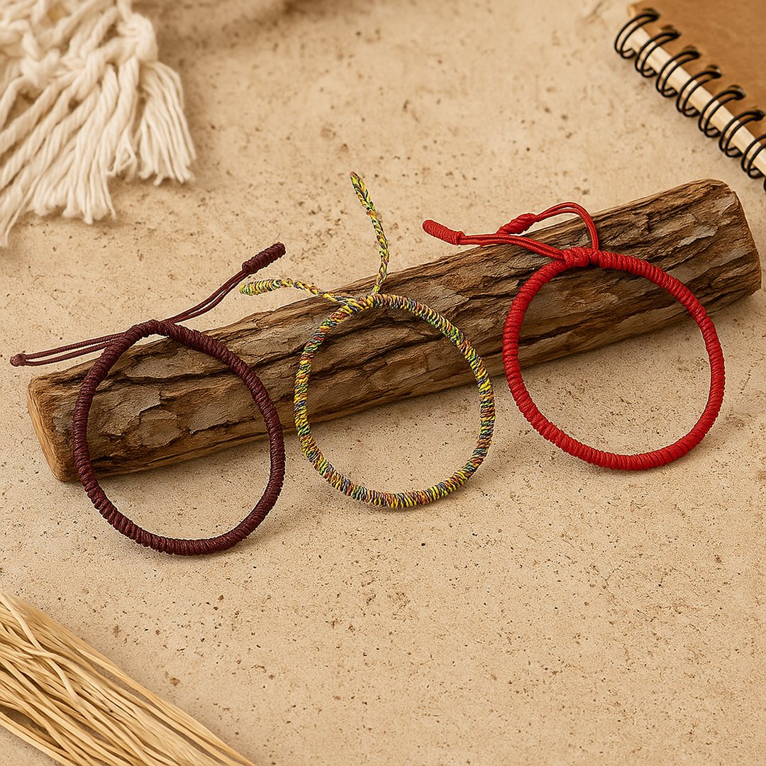 Trio de Bracelets Tibétains Porte-Bonheur