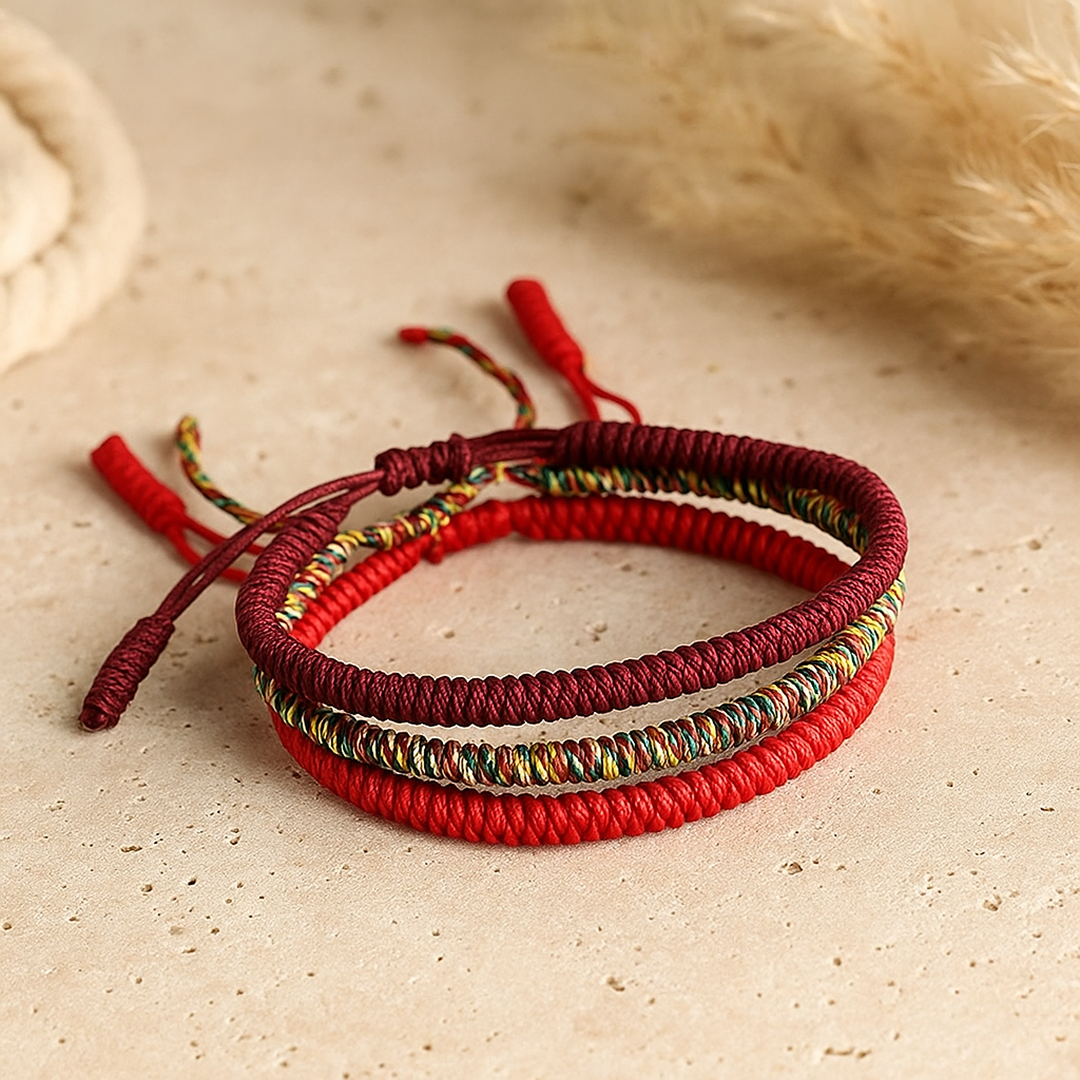 Trio de Bracelets Tibétains Porte-Bonheur