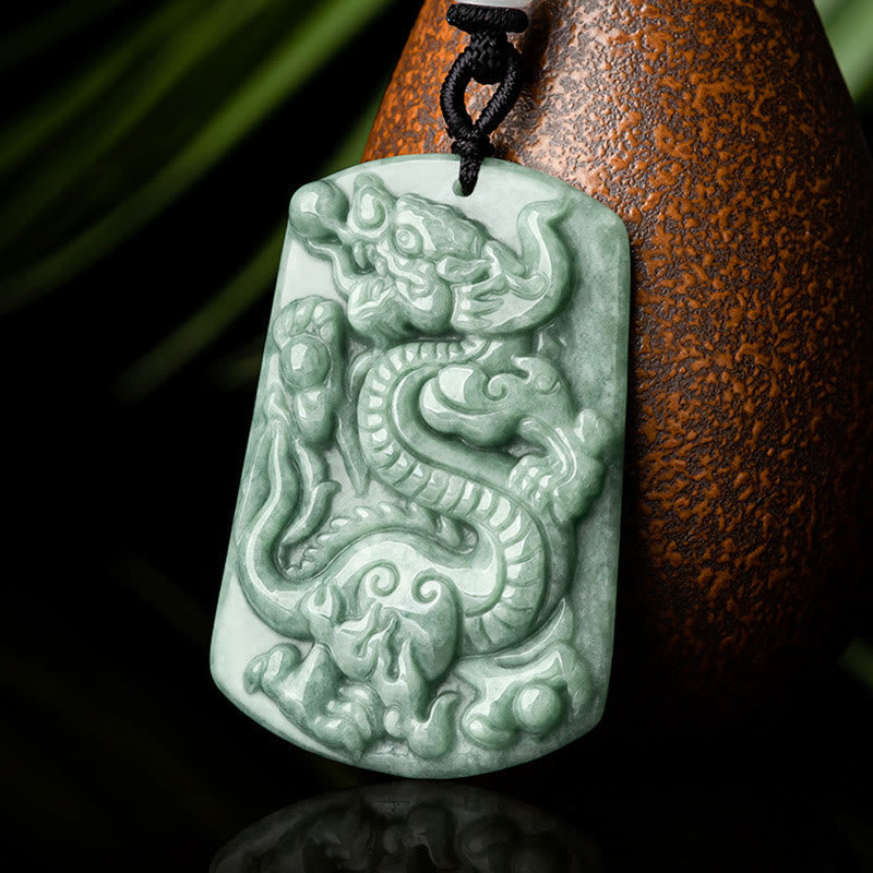 Collier Dragon & Phénix en Obsidienne Noire Naturelle