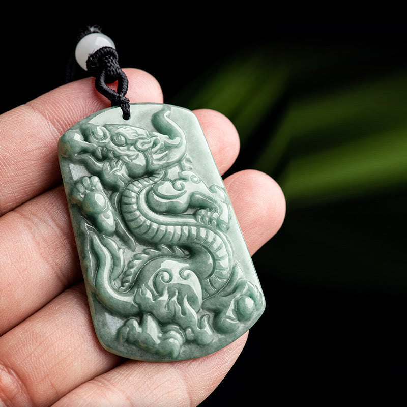 Collier Dragon & Phénix en Obsidienne Noire Naturelle