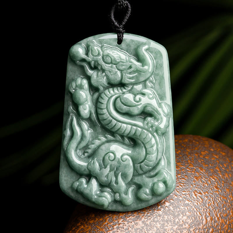 Collier Dragon & Phénix en Obsidienne Noire Naturelle