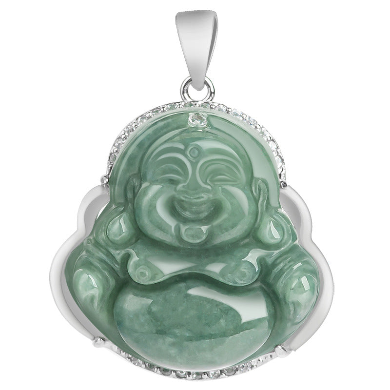 Collier Bouddha Rieur en Jade & Argent 925 – 45 cm