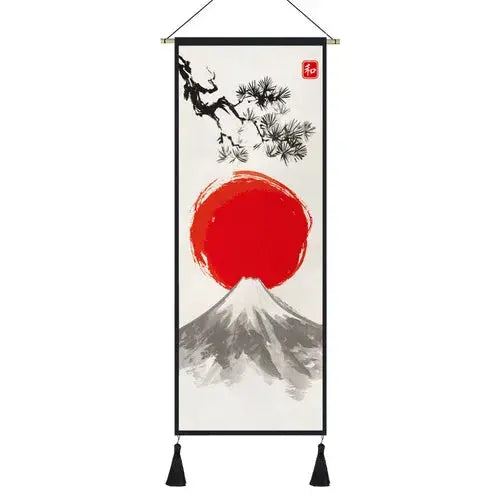 Kakemono Japonais Traditionnel Zen aux Symboles Nippons