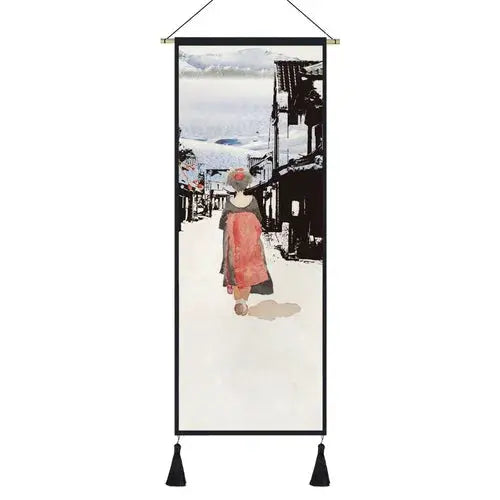 Kakemono Japonais Traditionnel Zen aux Symboles Nippons