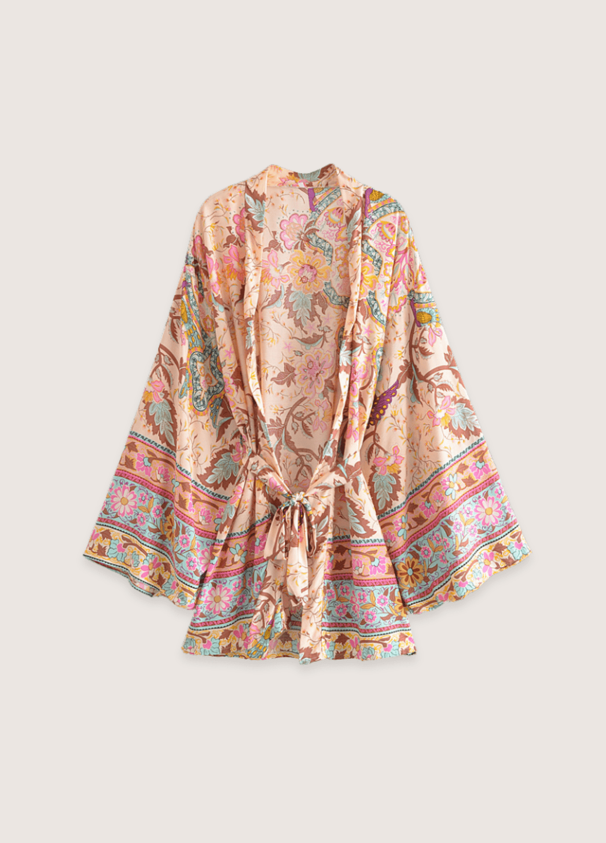 Kimono court femme coton floral rose (multicolore)