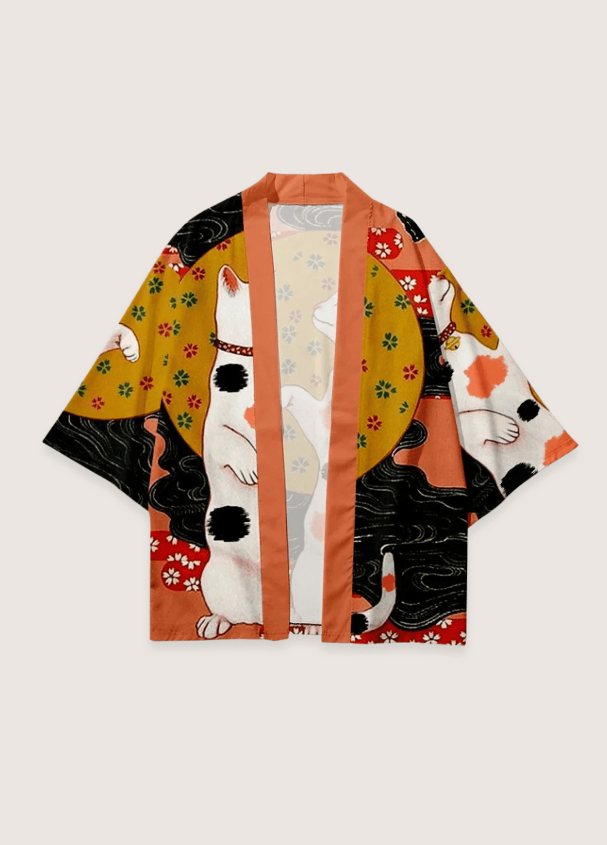 Kimono femme motif cerisier beige – Neko San