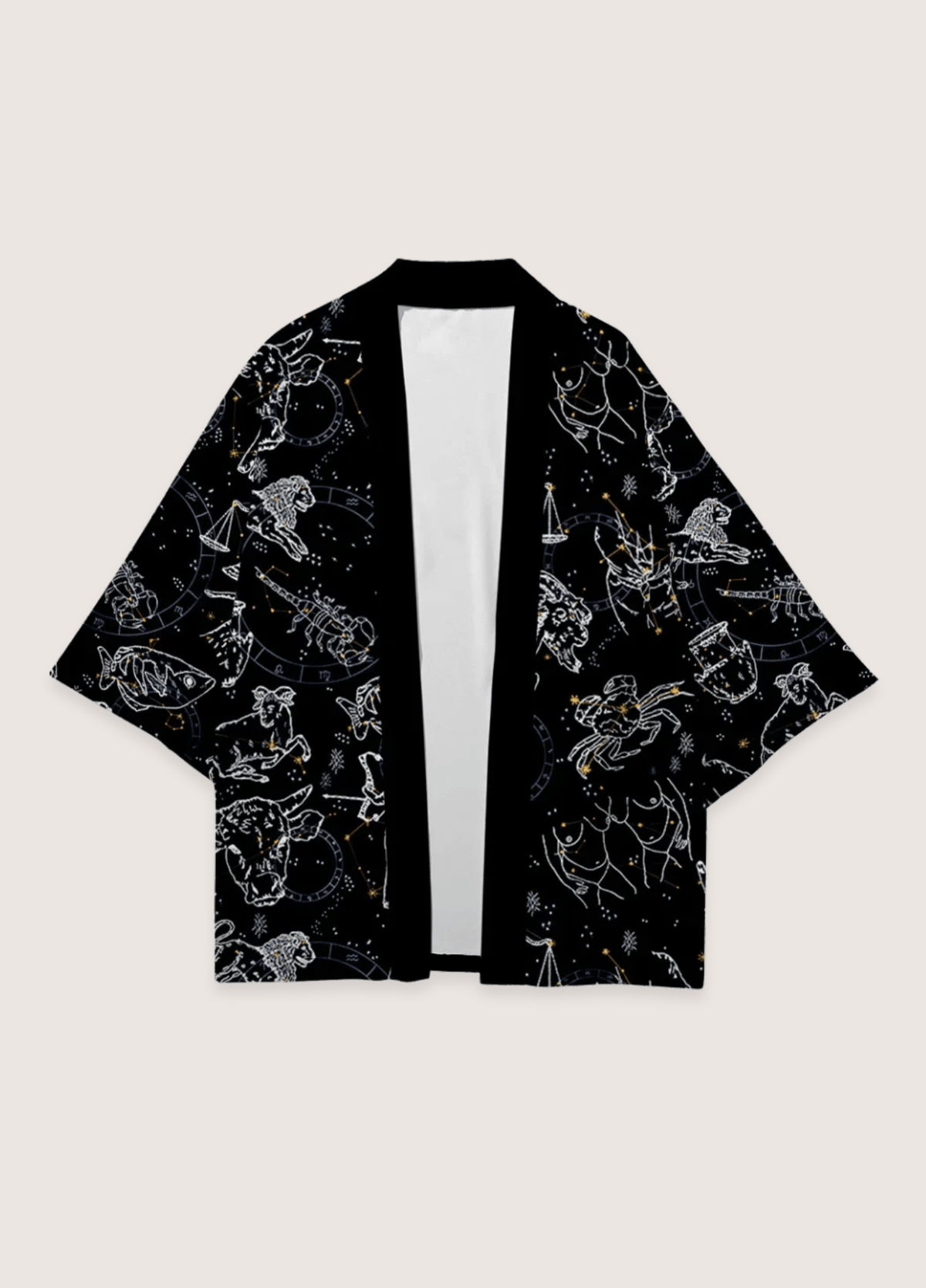 Kimono femme satiné motif encre noir – Seiza