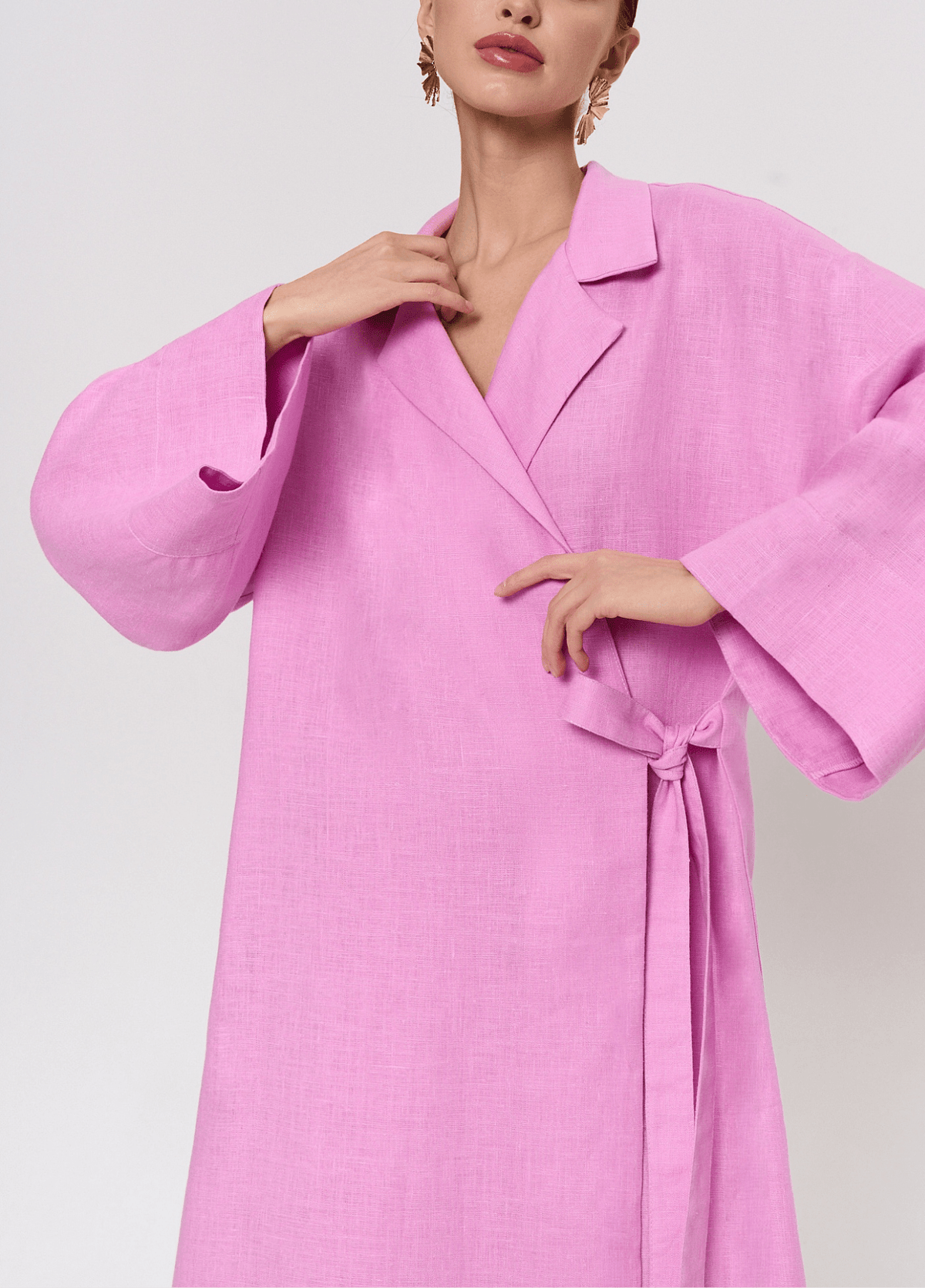 Robe kimono femme coton floral rose – Bara Style