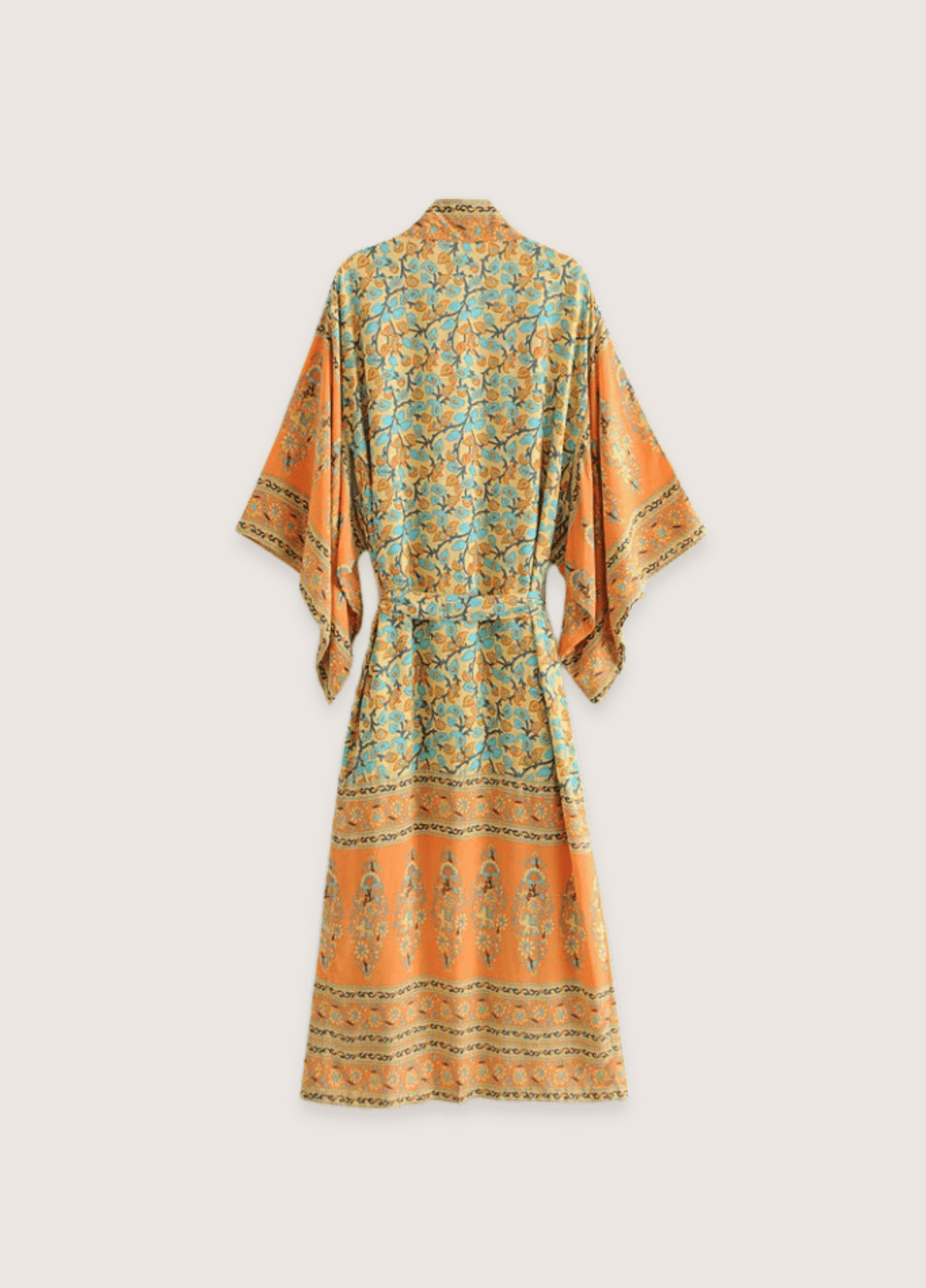 Kimono long femme floral orange – Daisy Bohème