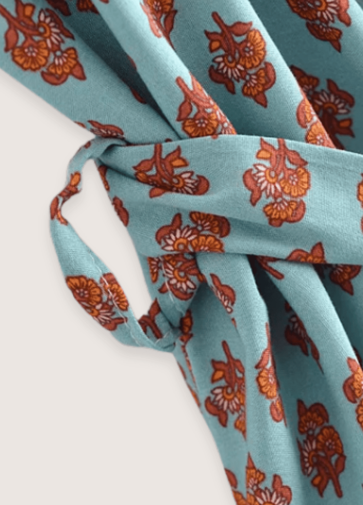 Kimono long femme coton floral turquoise – Daisy Bohème