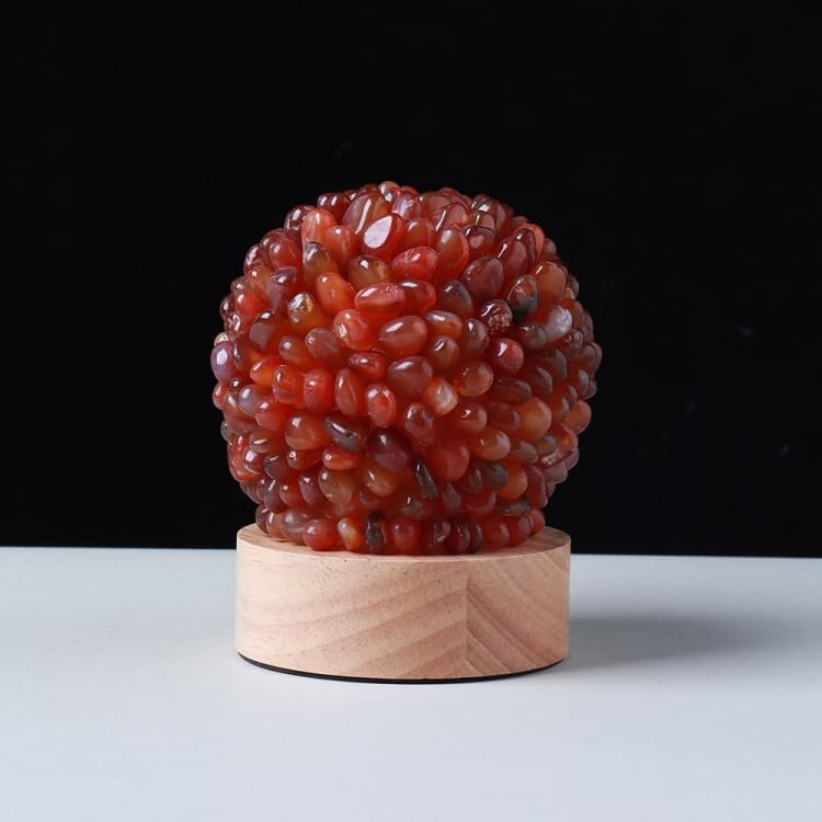 Lampe de Chevet en Agate Rouge – Lumière & Énergie Naturelle