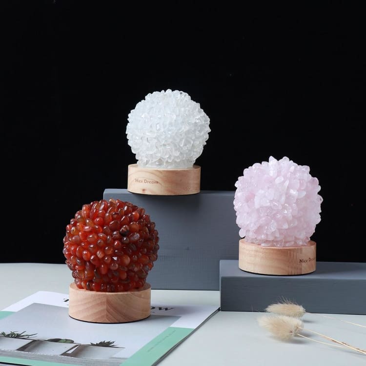 Lampe de Chevet en Agate Rouge – Lumière & Énergie Naturelle