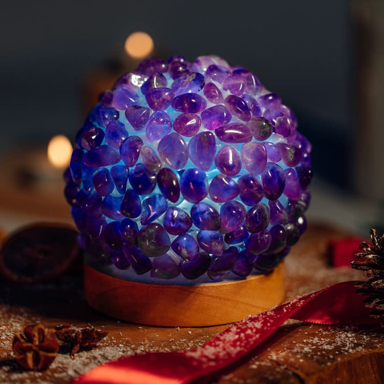 Lampe de Chevet en Améthyste – Lumière Douce & Ambiance Zen
