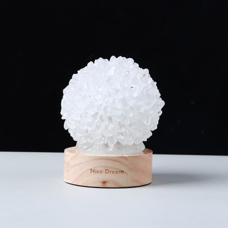 Lampe de Chevet en Quartz Blanc – Lumière Pure & Énergie Cristalline