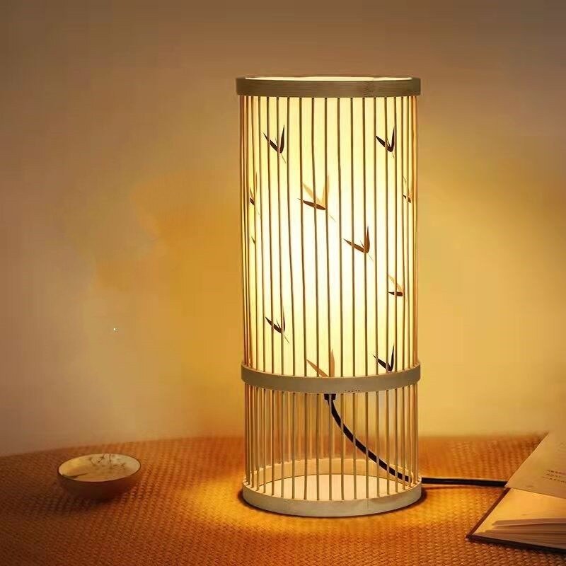 Lampe de Chevet Japonaise en Bambou Zen – Éclairage Doux & Ambiance Naturelle pour Chambre & Salon