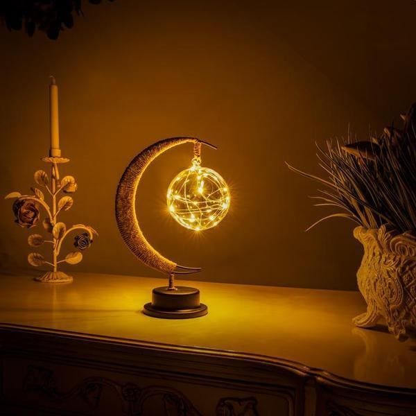 Lampe Lune en Corde de Chanvre – Ambiance Naturelle & Luminance Douce