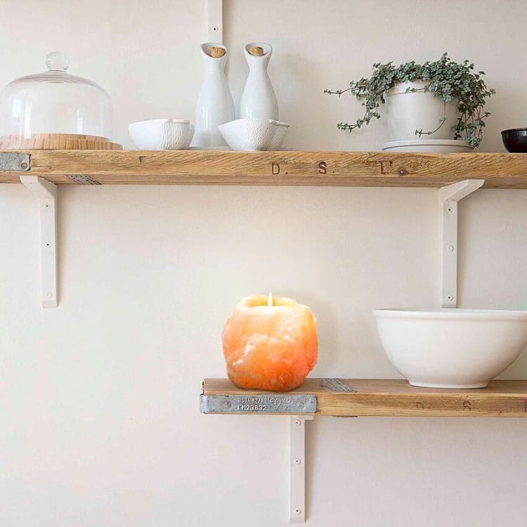 Lampe de Sel de l’Himalaya – Pierre naturelle & Lumière chaude, Bougeoir offert