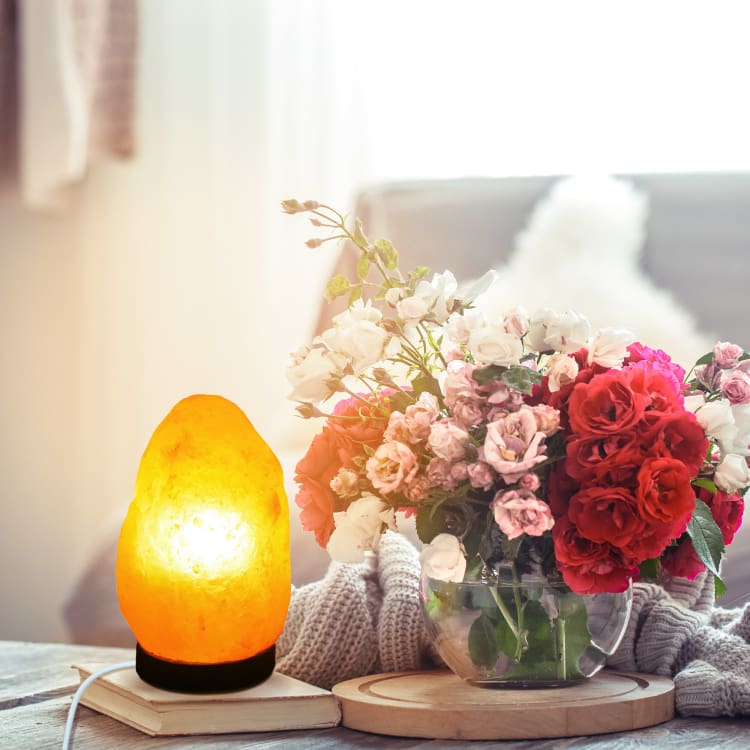 Lampe de Sel de l’Himalaya – Pierre naturelle & Lumière chaude, Bougeoir offert