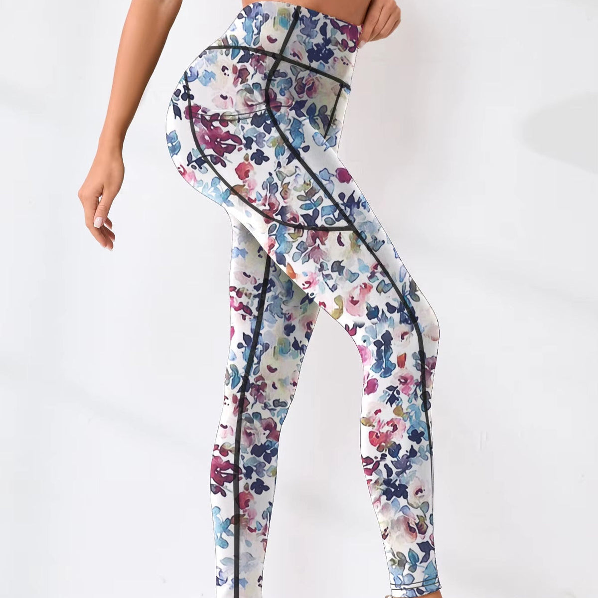 Legging de Yoga Moderne Motif Floral en Polyester