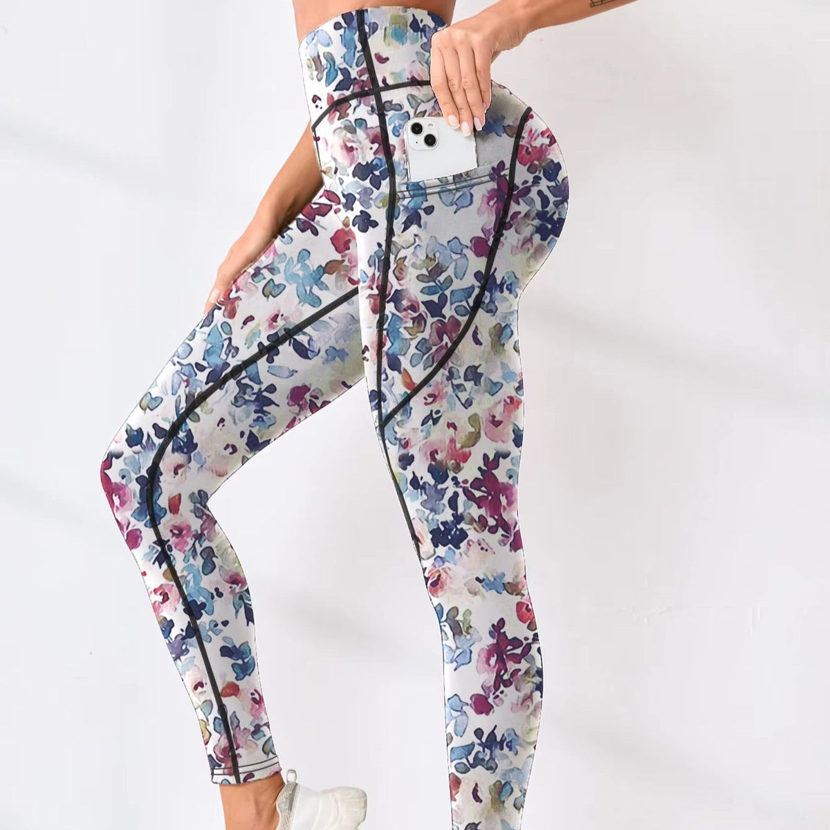 Legging de Yoga Moderne Motif Floral en Polyester