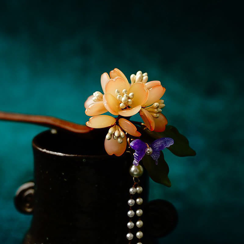 Pic à Cheveux Fleur de Muguet & Perles – 18 cm