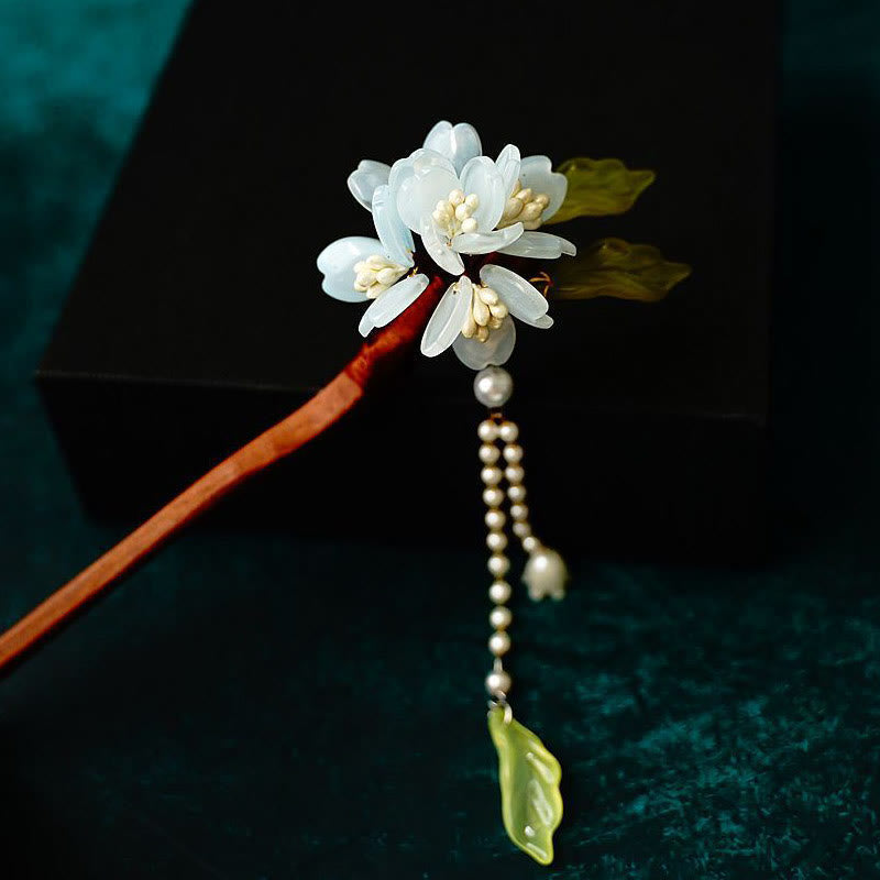 Pic à Cheveux Fleur de Muguet & Perles – 18 cm