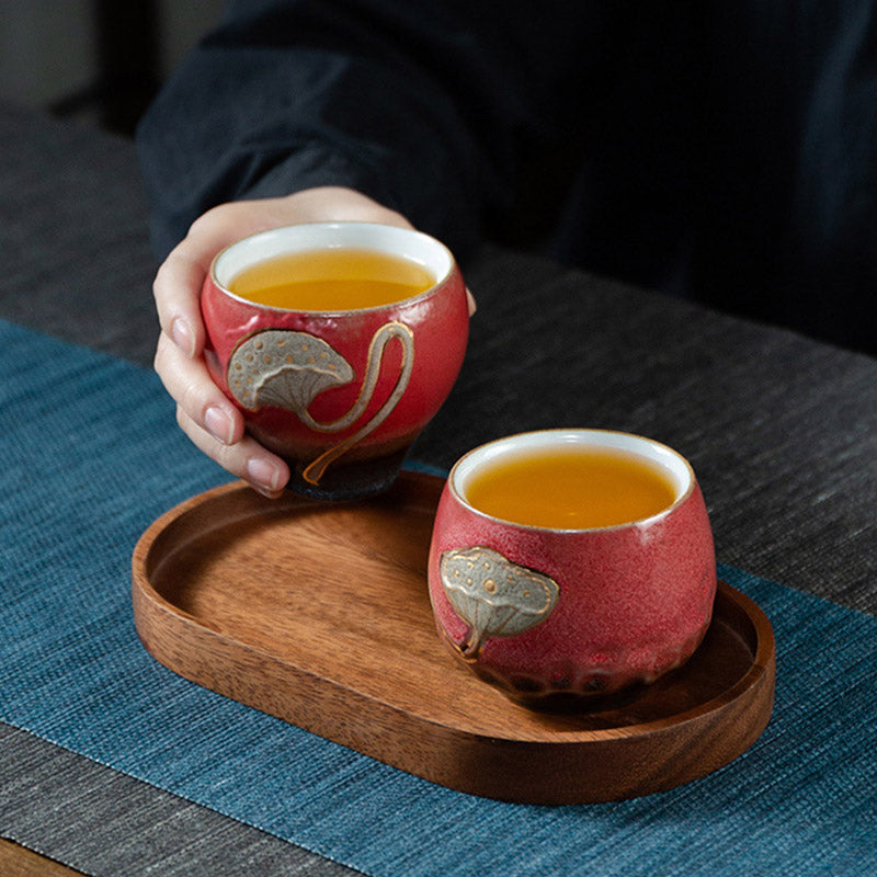 Tasse à Thé en Céramique Gravée Gousse de Lotus (120 ml / 155 ml)