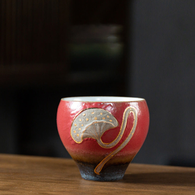 Tasse à Thé en Céramique Gravée Gousse de Lotus (120 ml / 155 ml)