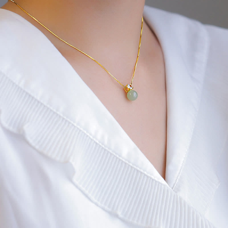 Collier Lucky Bead en Jade Naturel