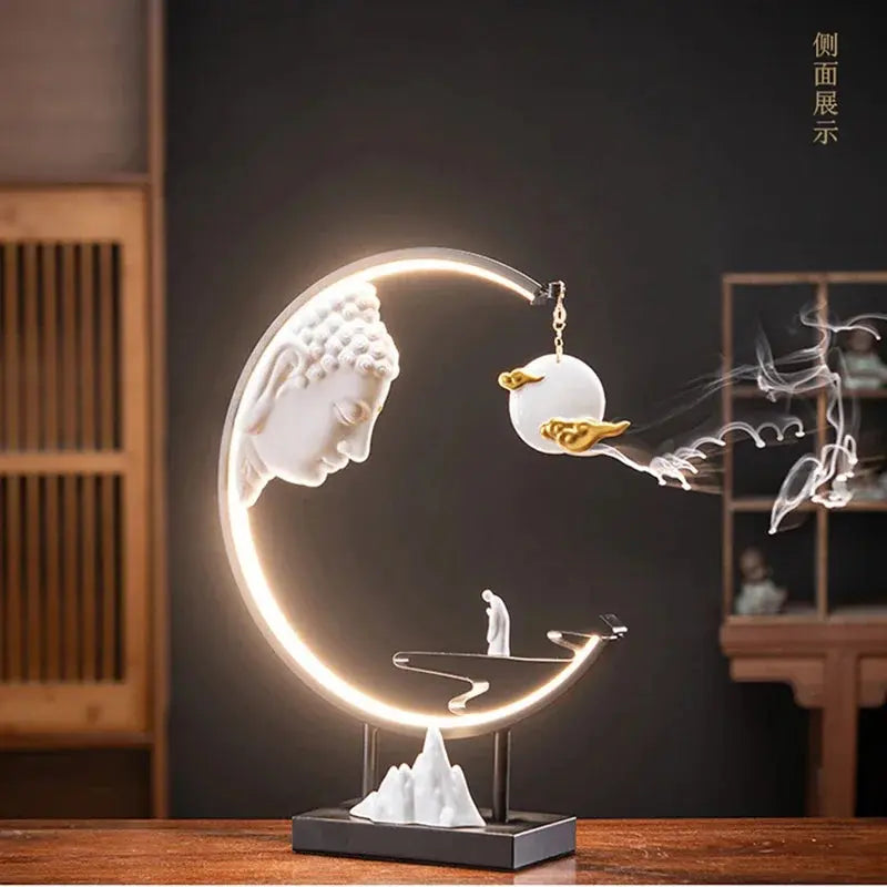 Clair de Silence · Porte-Encens LED Lune & Montagne