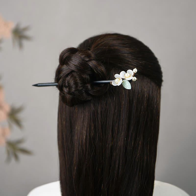 Pic à Cheveux Magnolia & Perles – 18 cm