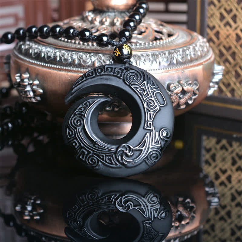 Collier Force en Obsidienne Noire et Obsidienne de Glace Naturelles