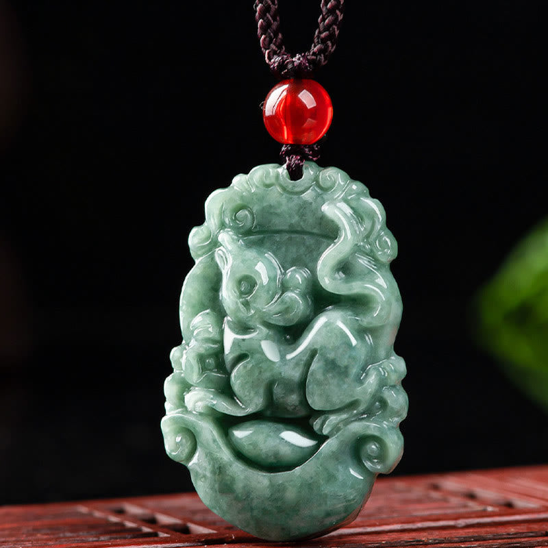 Collier en Jade Naturel Zodiac Chinois (12 Signes)