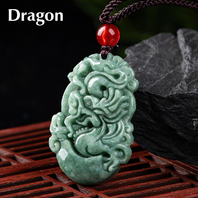 Collier en Jade Naturel Zodiac Chinois (12 Signes)
