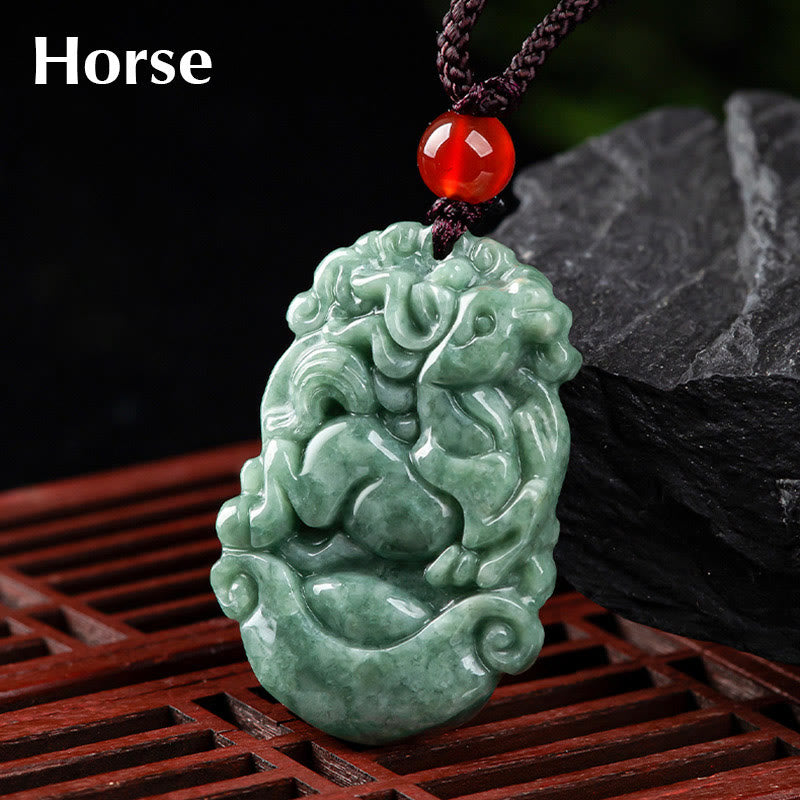 Collier en Jade Naturel Zodiac Chinois (12 Signes)