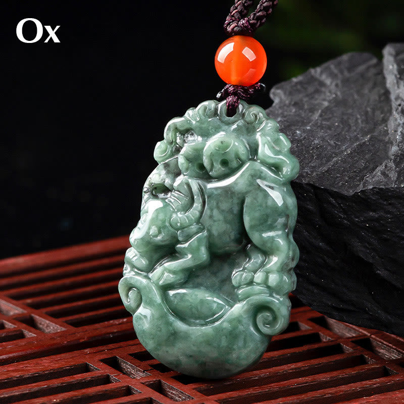 Collier en Jade Naturel Zodiac Chinois (12 Signes)