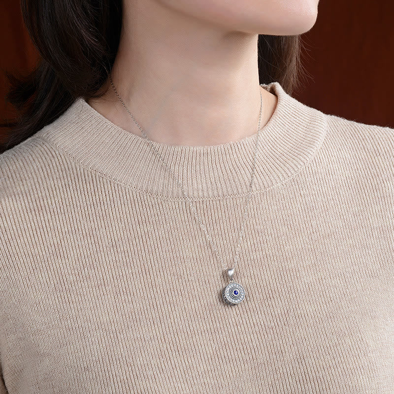 Collier Mantra Om Mani Padme Hum en Argent Sterling 925 et Lazurite