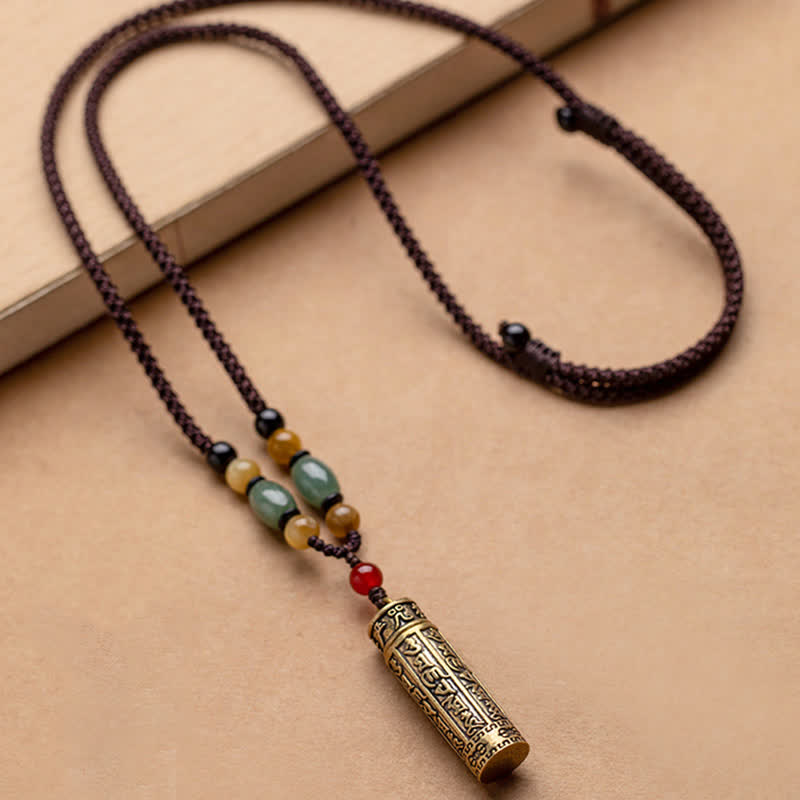 Collier Mantra Om Mani Padme Hum en Cuivre et Graines de Bodhi