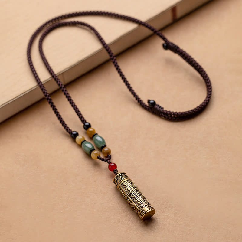 Collier Mantra Om Mani Padme Hum en Cuivre et Graines de Bodhi