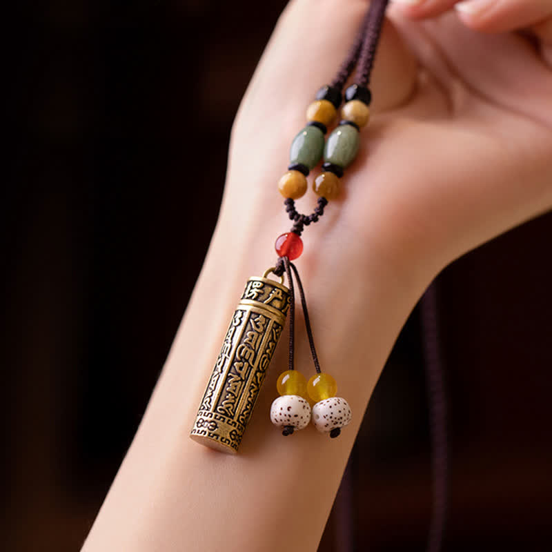 Collier Mantra Om Mani Padme Hum en Cuivre et Graines de Bodhi