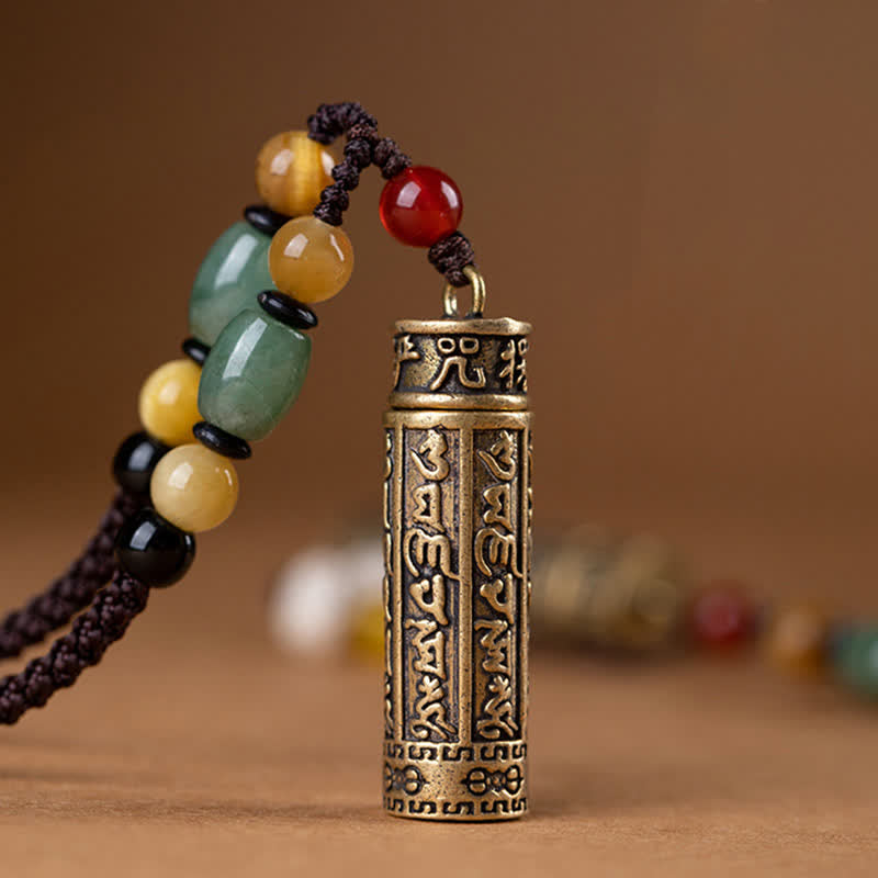 Collier Mantra Om Mani Padme Hum en Cuivre et Graines de Bodhi