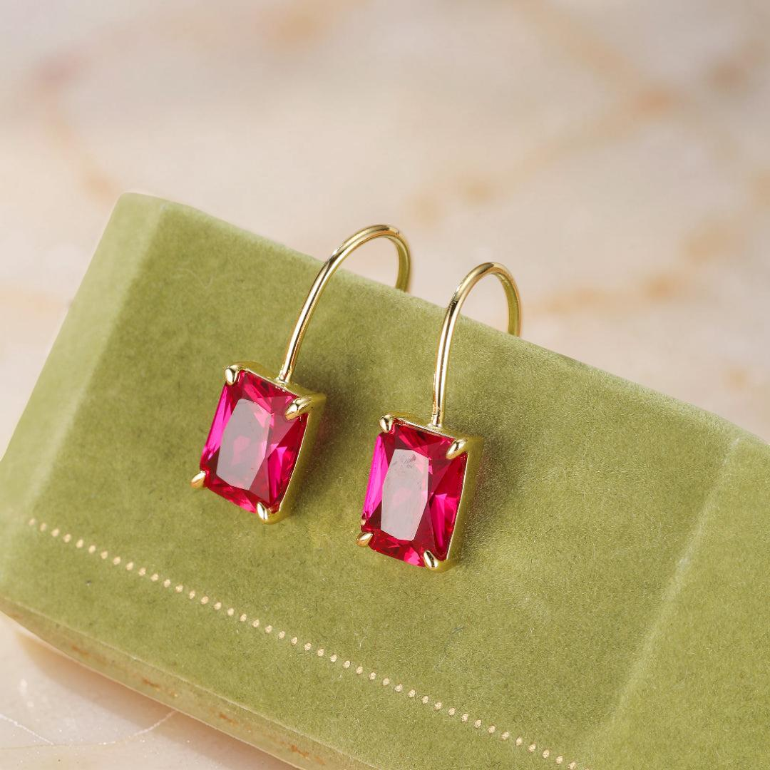 Boucles d’Oreilles Cornaline – Élégance Pourpre, Argent Plaqué Or