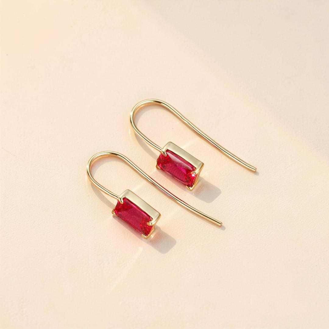 Boucles d’Oreilles Cornaline – Élégance Pourpre, Argent Plaqué Or